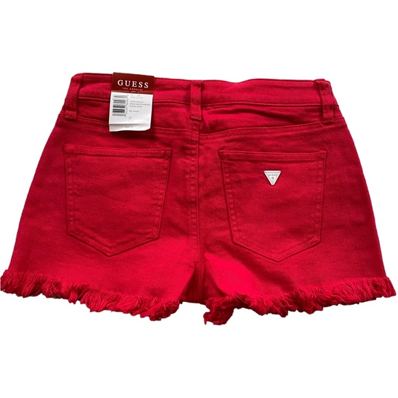 Guess Red Wash Frayed Shorts - Size 25 - Picture 3 of 6